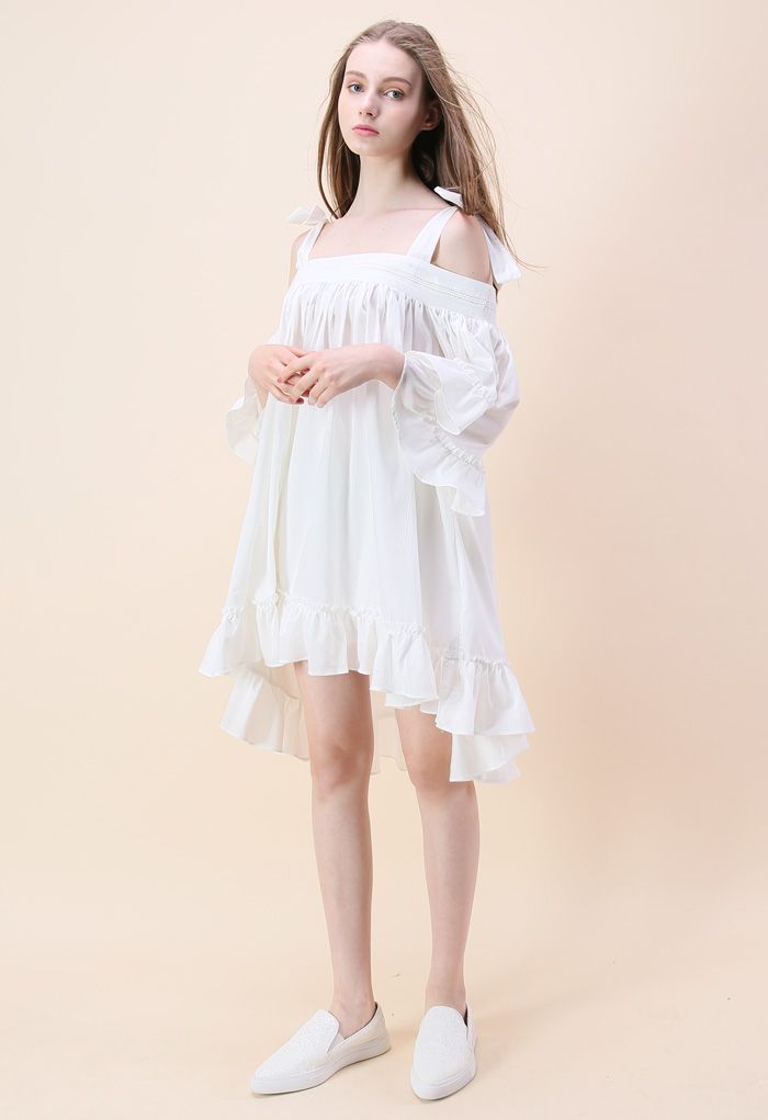 Never Enough Ruffle Cotton Dress in White