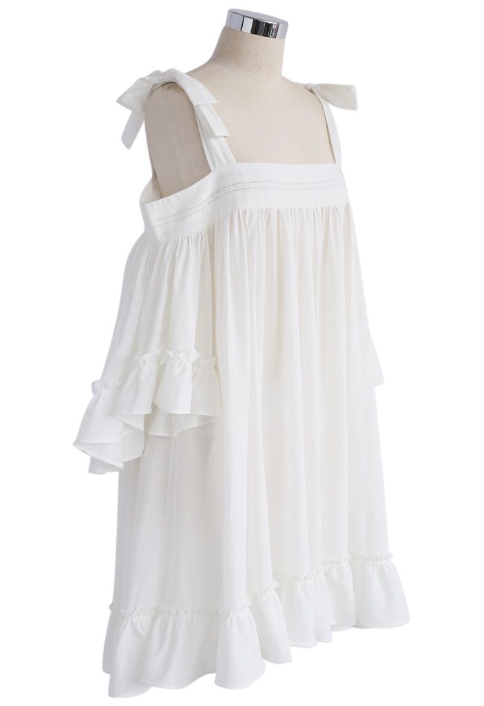 Never Enough Ruffle Cotton Dress in White