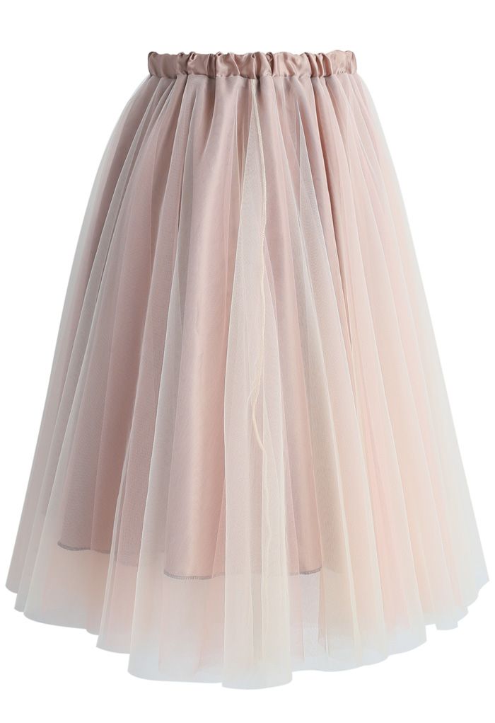 Amore Mesh Tulle Skirt in Taupe