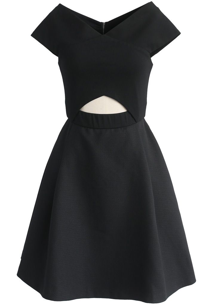 Concise Classy Off-shoulder Dress in Black