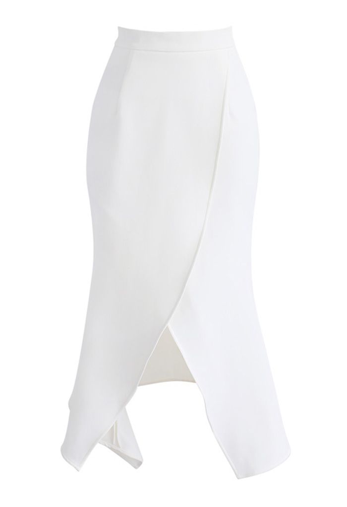 Frill Hem Flap Skirt in White