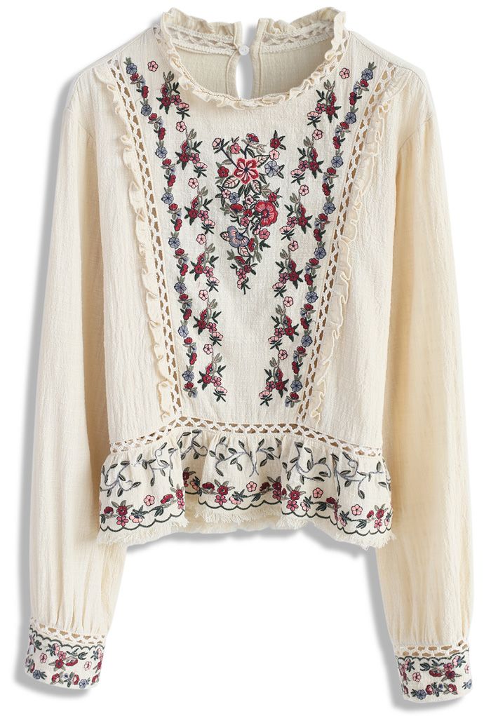 The Fact of Boho Floral Embroidered Cotton Top