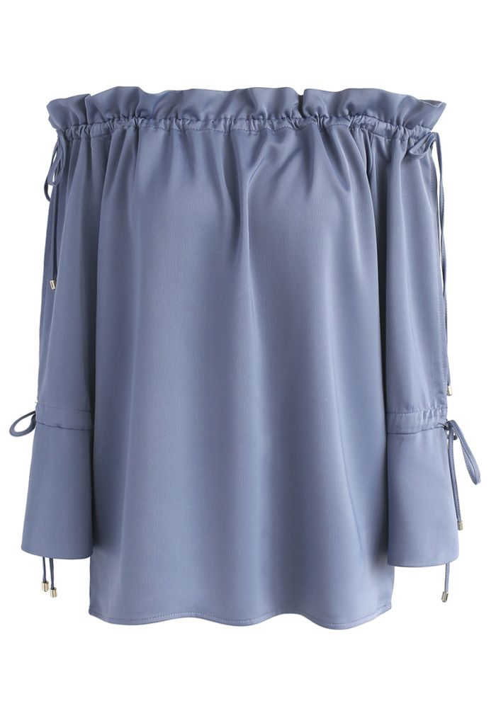 Dose of Grace Off-shoulder Top in Dusty Blue - Retro, Indie and Unique ...
