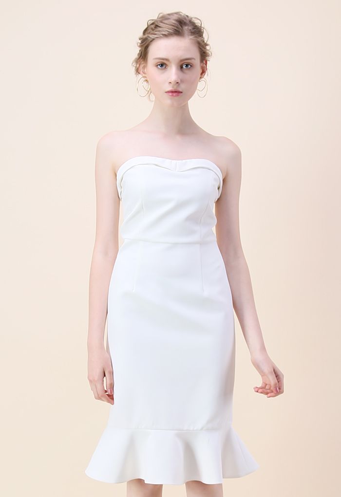 Simple Sophistication Strapless Body-con Dress in White - Retro, Indie ...