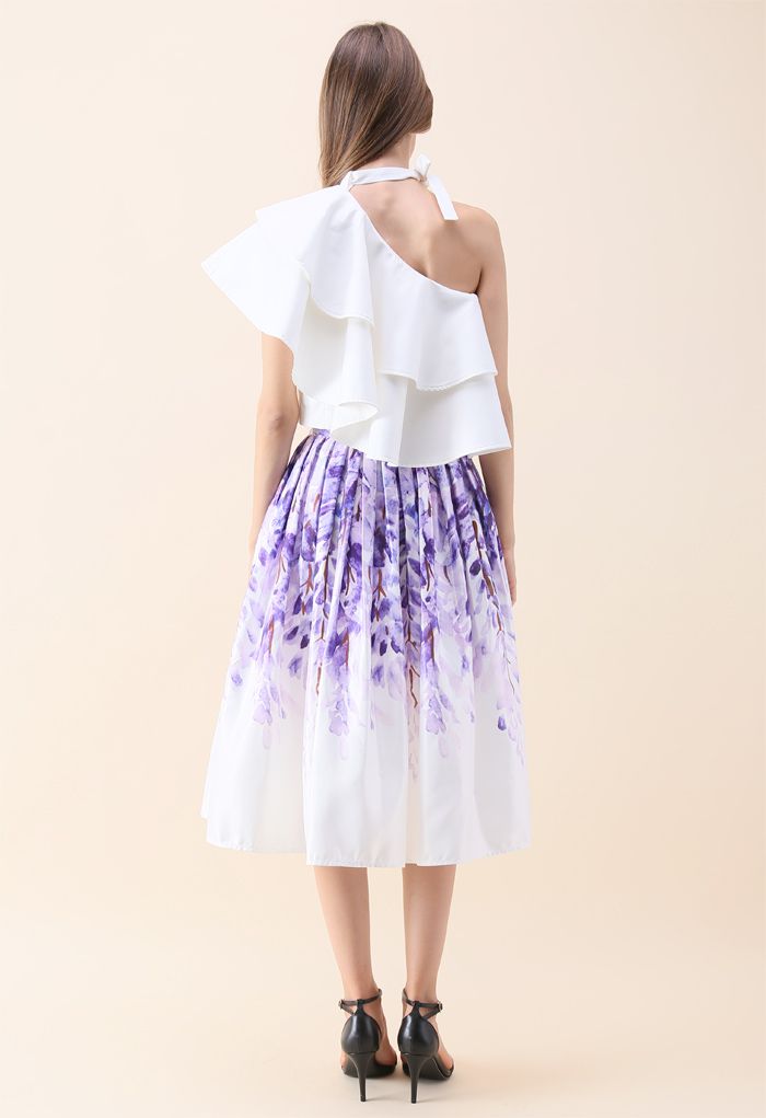 Divine Wisteria Printed Midi Skirt