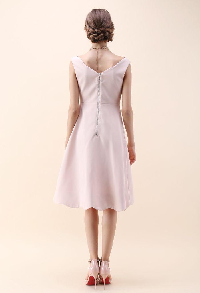Scrolled Enchantment Sleeveless Dress in Pink