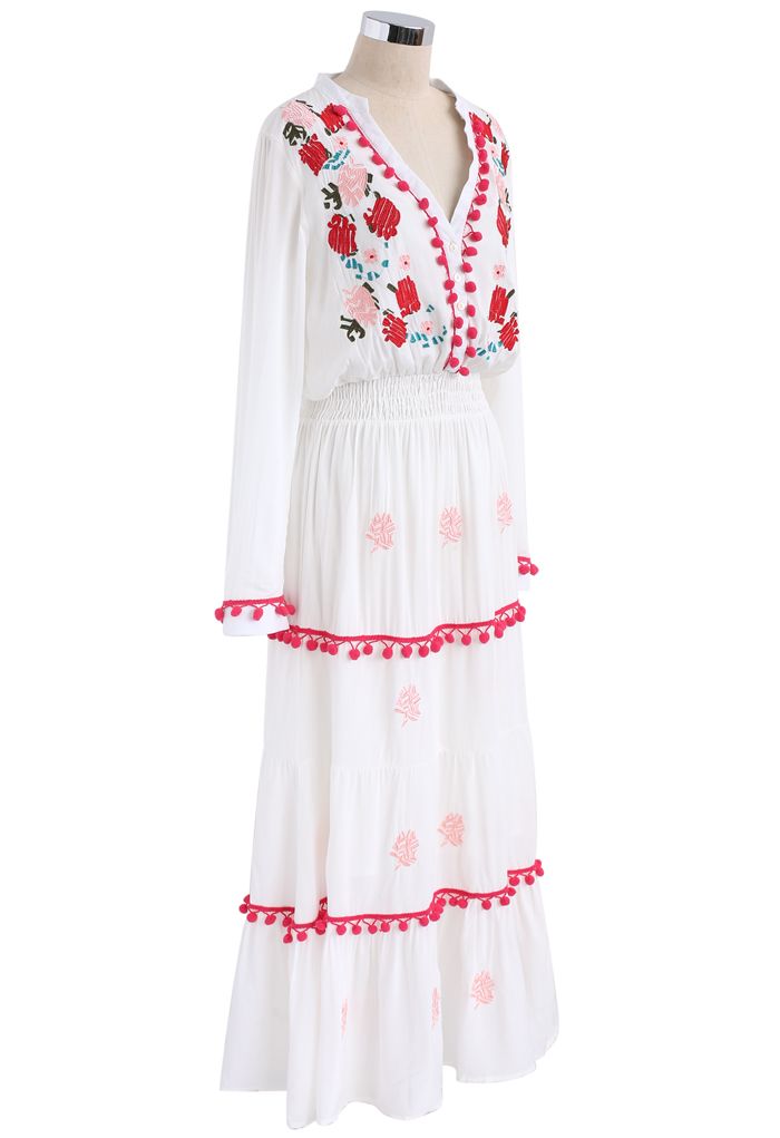 Stay Romance Embroidered Maxi Dress