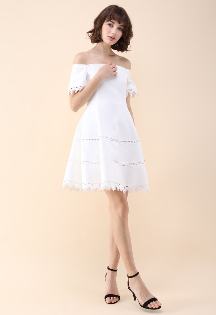 Grace Around You Off-Shoulder Dress in White