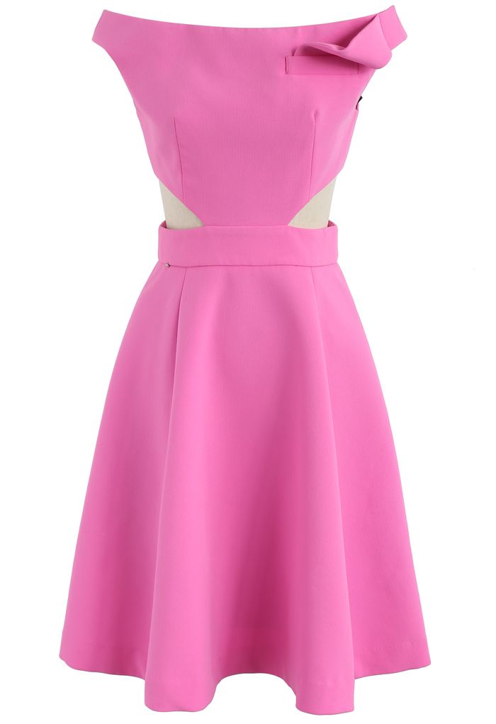 Keep on Dancing Off-Shoulder Dress in Rouge Pink - Retro, Indie and ...