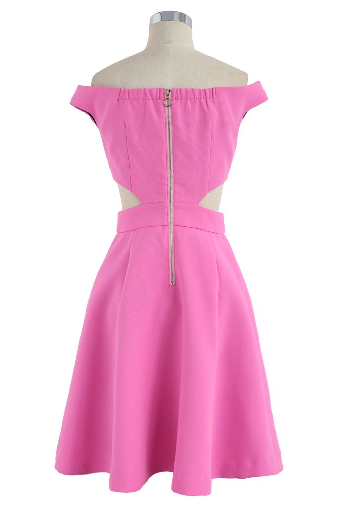 Keep on Dancing Off-Shoulder Dress in Rouge Pink - Retro, Indie and ...