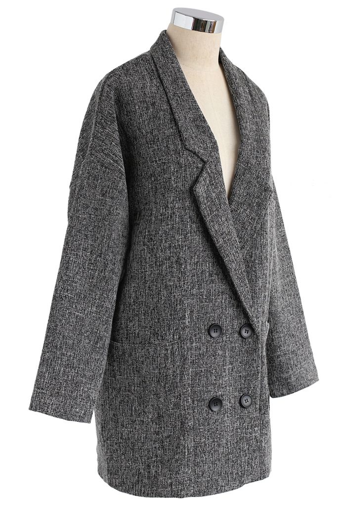Dandy Forever Double-breasted Coat in Smoke - Retro, Indie and Unique ...