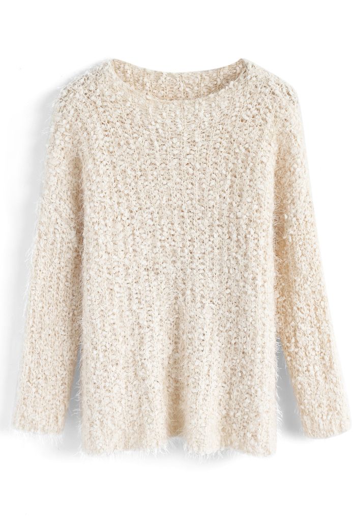 Joyous Daybreak Fluffy Sweater in Cream 