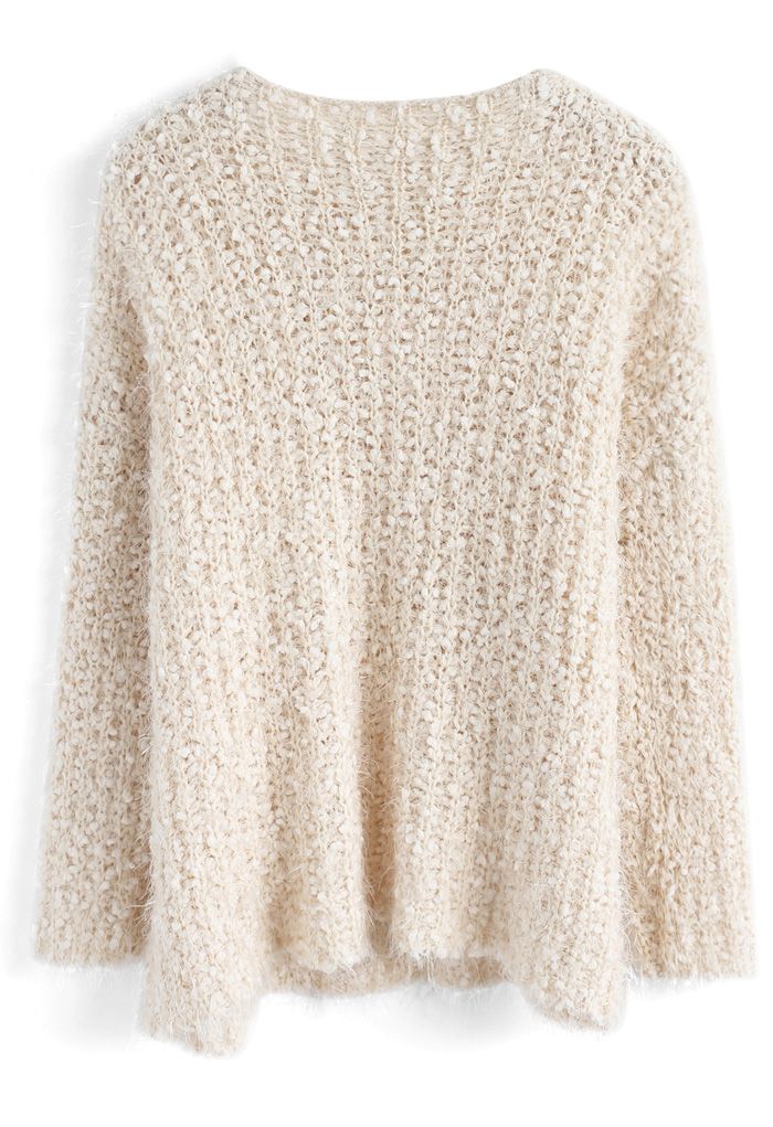 Joyous Daybreak Fluffy Sweater in Cream 