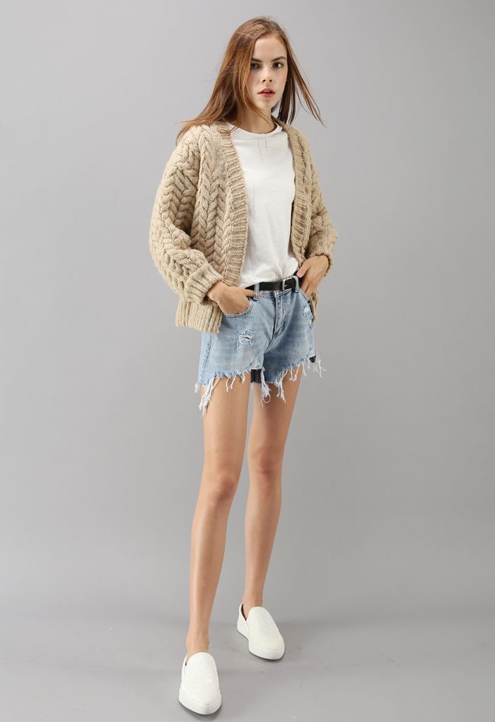 Nice to Knit You Chunky Cardigan in Sand