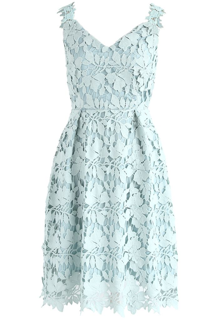 Charming Blossom Full Crochet Dress in Mint - Retro, Indie and Unique ...