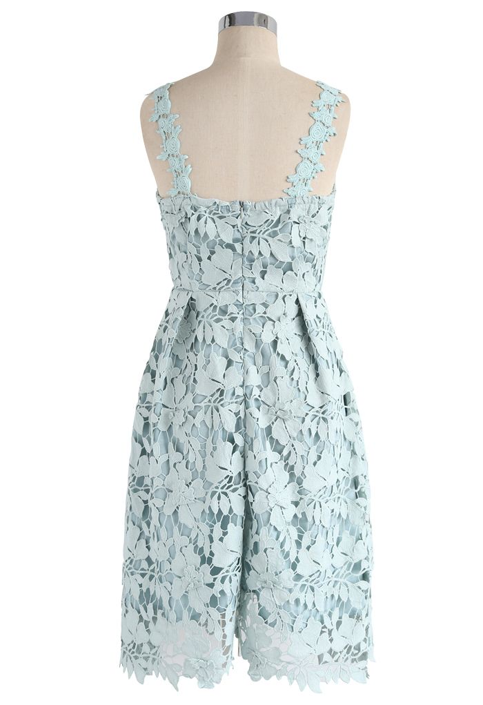 Charming Blossom Full Crochet Dress in Mint  