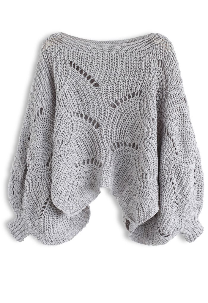 Charming Pace Open Knit Sweater in Grey