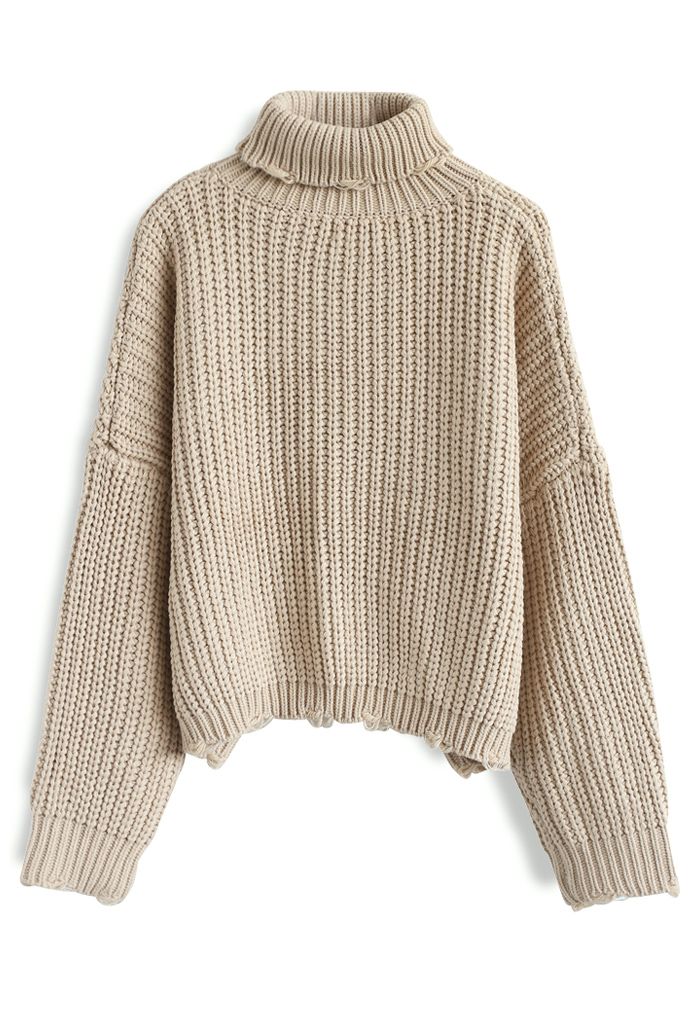 Warm Me Up Chunky Knit Turtleneck Sweater in Sand - Retro, Indie and ...