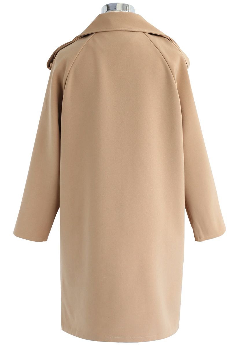 Trendy Sensation Double Breasted Trench Coat in Tan