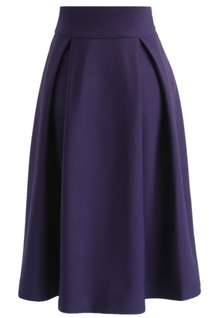 Full A-Line Midi Skirt in Purple