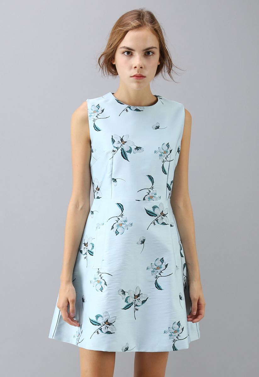 Greeting From Flowers Sleeveless Jacquard Dress in Mint - Retro, Indie ...