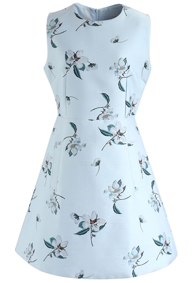 Greeting From Flowers Sleeveless Jacquard Dress in Mint - Retro, Indie ...