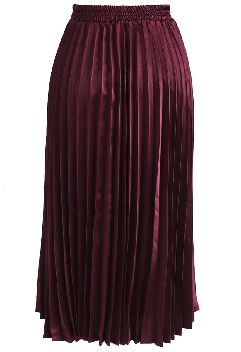 Glam Gloss Pleated A-line Skirt in Wine - Retro, Indie and Unique Fashion