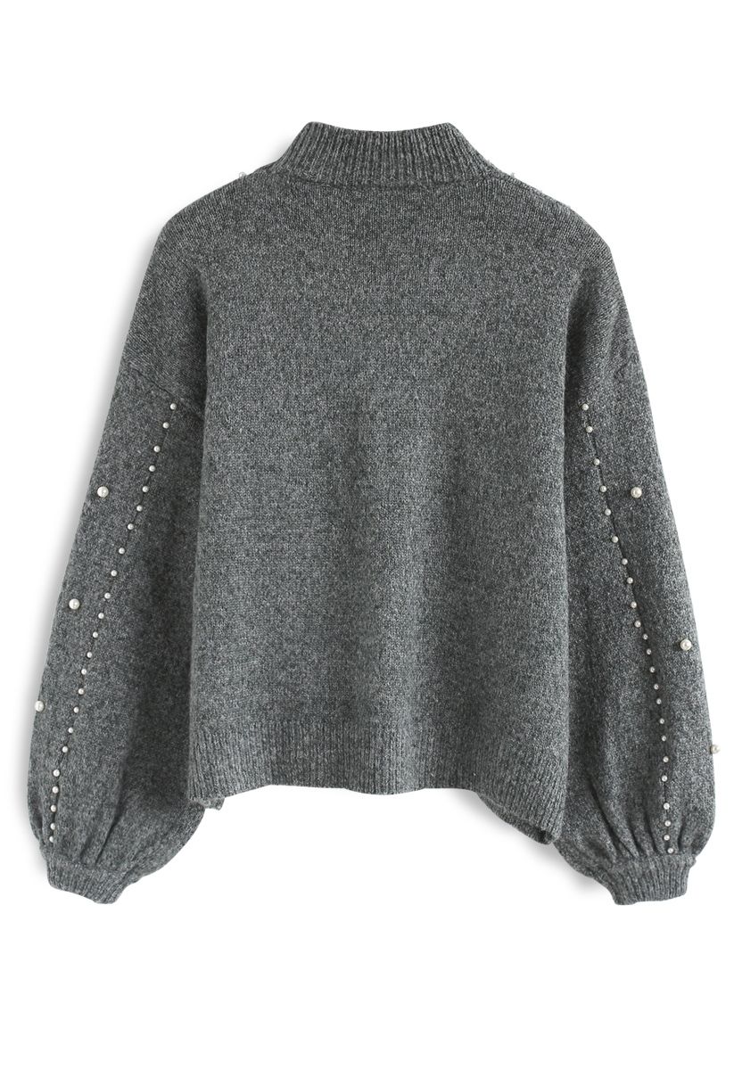 
Radiant Pearls Knit Sweater in Grey