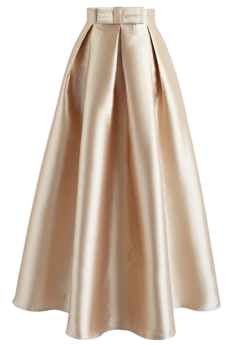 Luxurious Night Bowknot Pleated A-Line Skirt