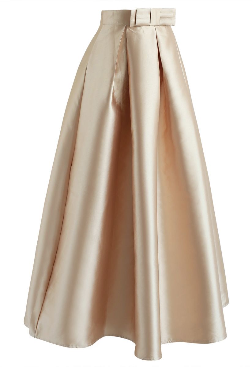 Luxurious Night Bowknot Pleated A-Line Skirt