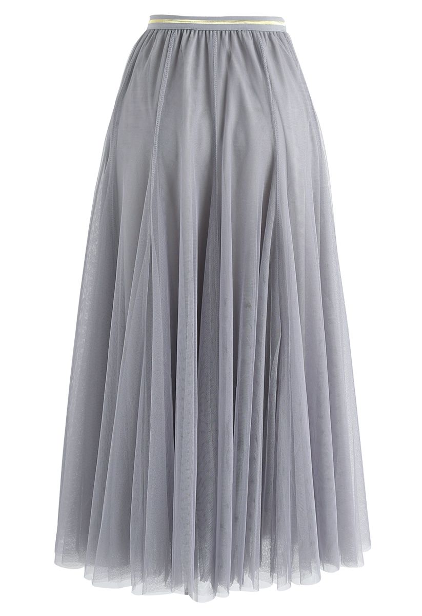 My Secret Garden Tulle Maxi Skirt in Grey