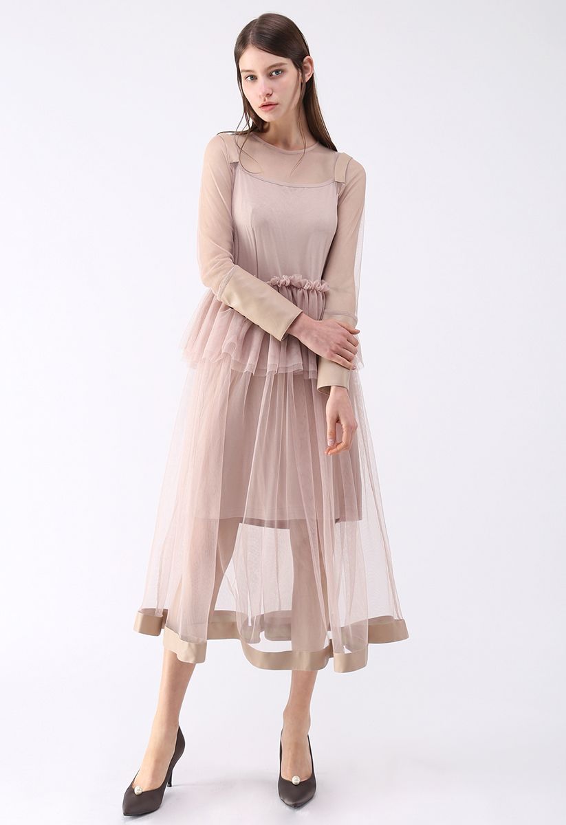 Plenty Of Moxie Tiered Tulle Dress in Pink
