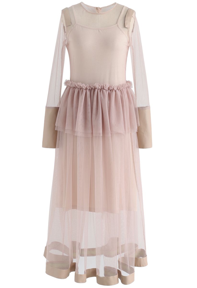 Plenty Of Moxie Tiered Tulle Dress in Pink