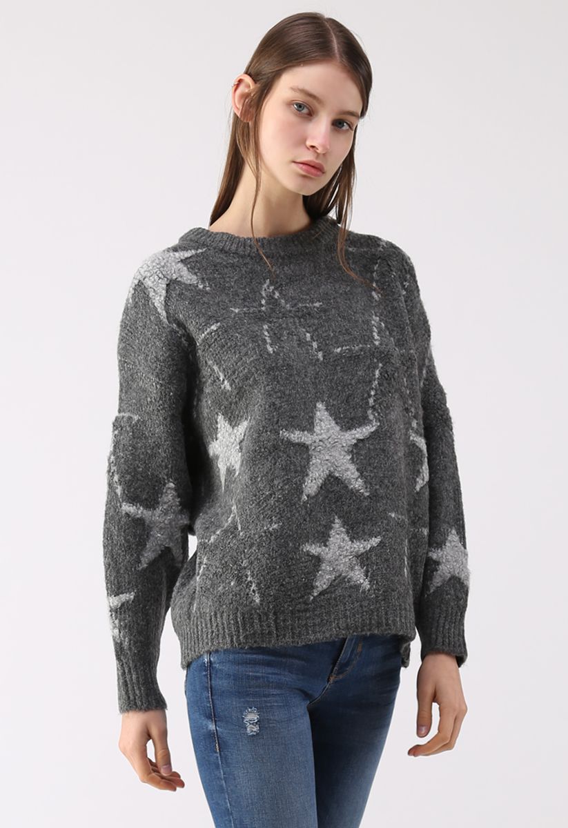 Counting Stars Knit Sweater in Grey - Retro, Indie and Unique Fashion