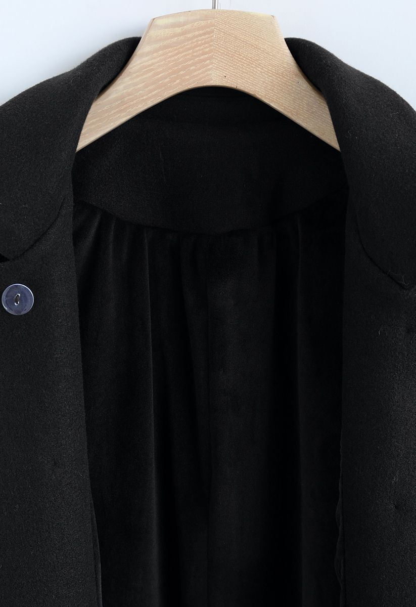 Keep It Elegant Double-Breasted Cape Coat in Black