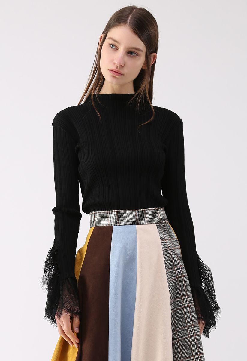 Add A Little Fancy Ribbed Sweater in Black - Retro, Indie and Unique ...