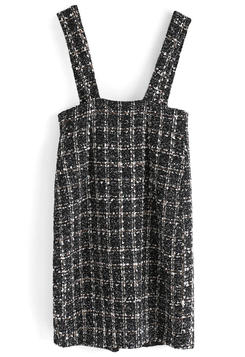 Modern Picks Tweed Pinafore Dress in Black