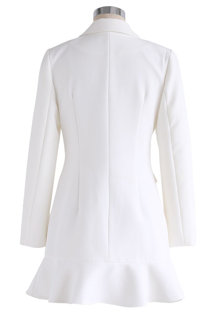 Classy Vogue Peplum Coat Dress in White - Retro, Indie and Unique Fashion