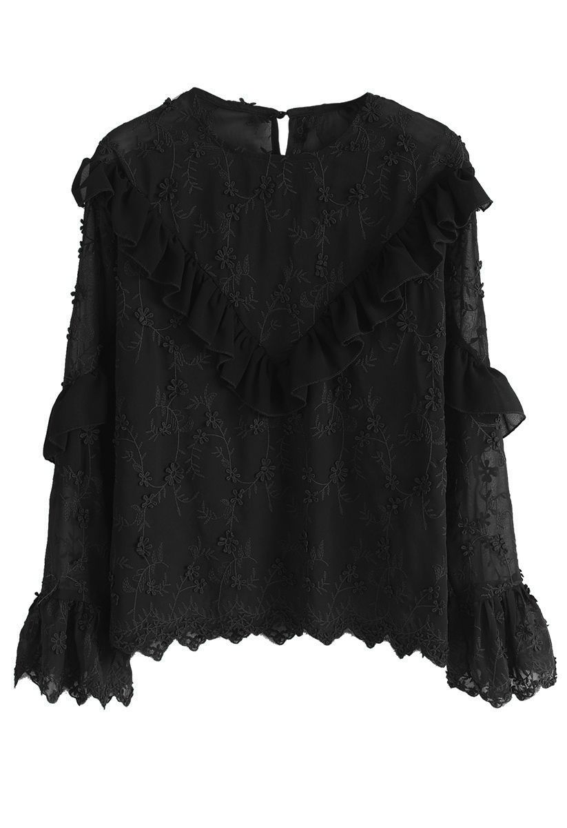 Appealing Aroma Sheer Chiffon Top in Black - Retro, Indie and Unique ...