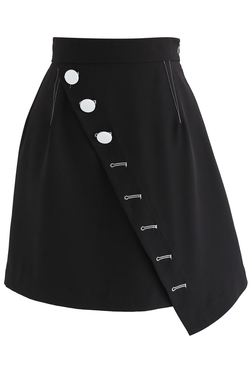 Asymmetric Fun Flap Bud Skirt in Black - Retro, Indie and Unique Fashion