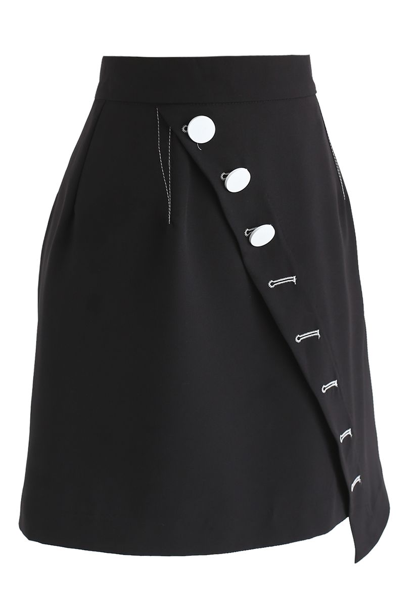Asymmetric Fun Flap Bud Skirt in Black - Retro, Indie and Unique Fashion