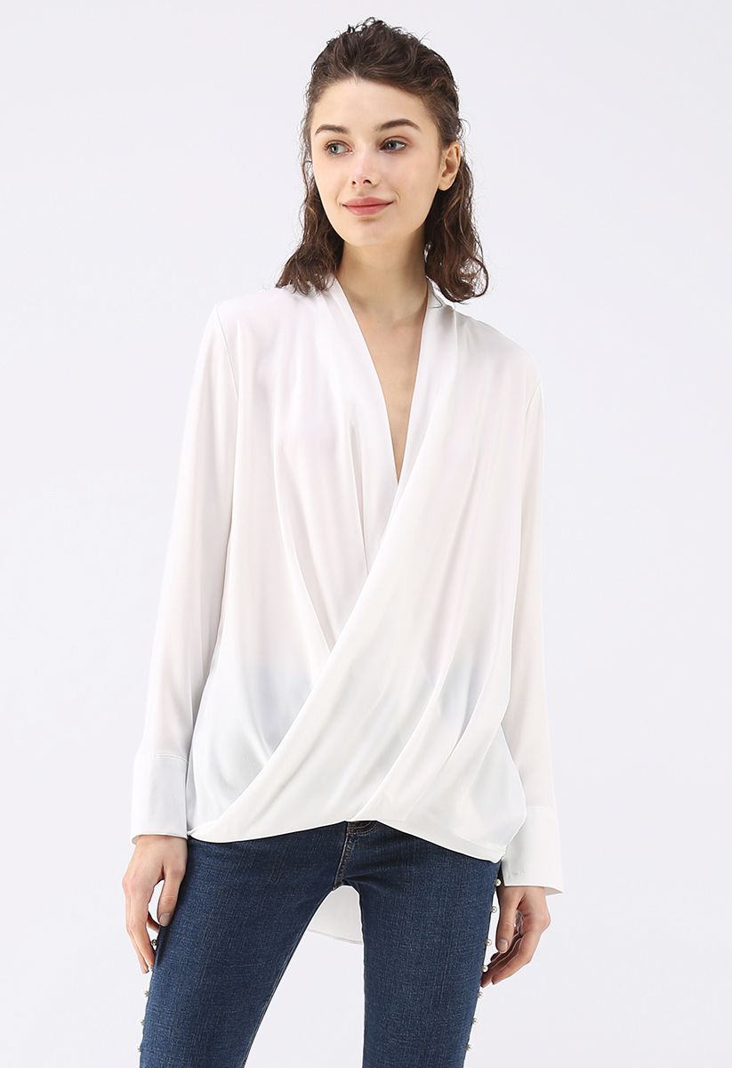 Hit The Spot Wrap Top in White