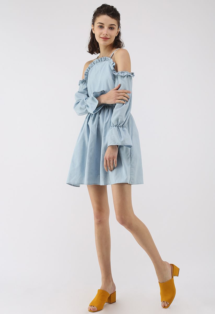 Beauty Remains Cold-Shoulder Dress in Baby Blue - Retro, Indie and ...