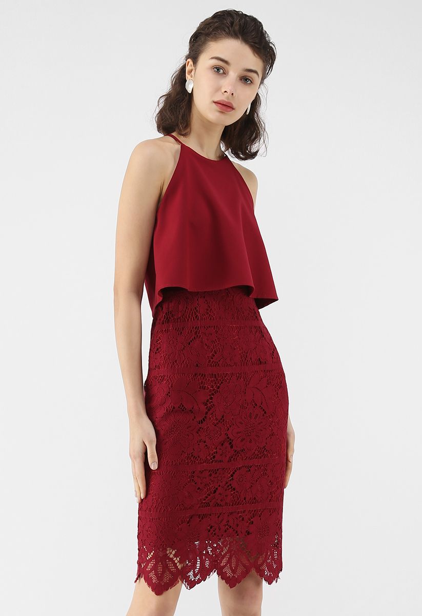 Faith in Glamour Lace Cami Dress in Wine