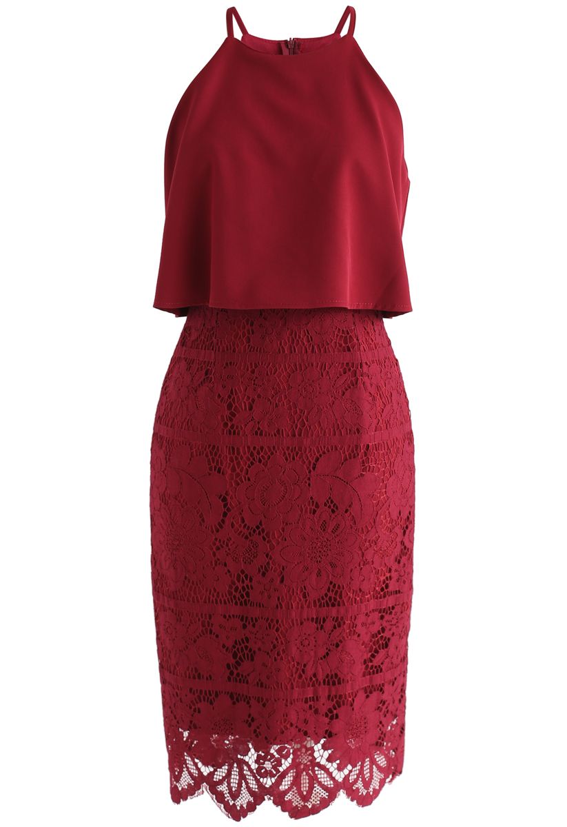Faith in Glamour Lace Cami Dress in Wine