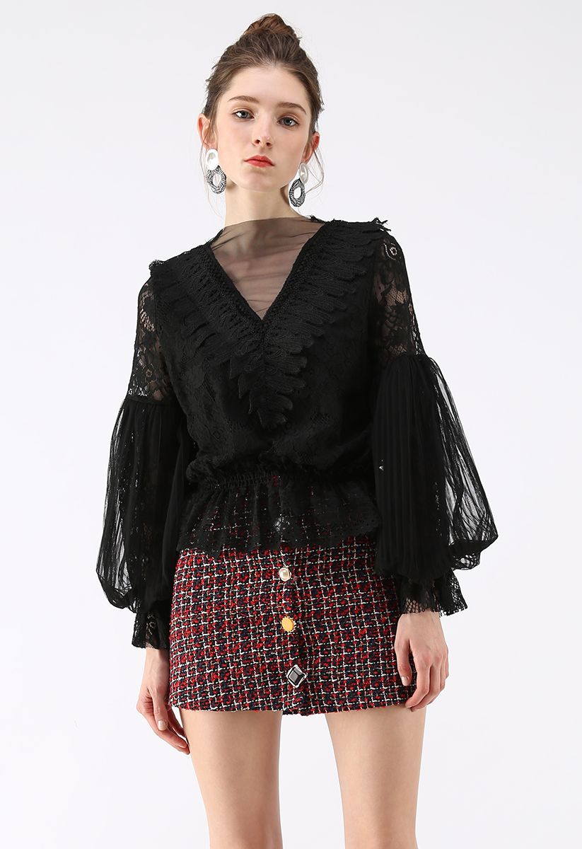 Only for You Mesh Lace Top in Black
