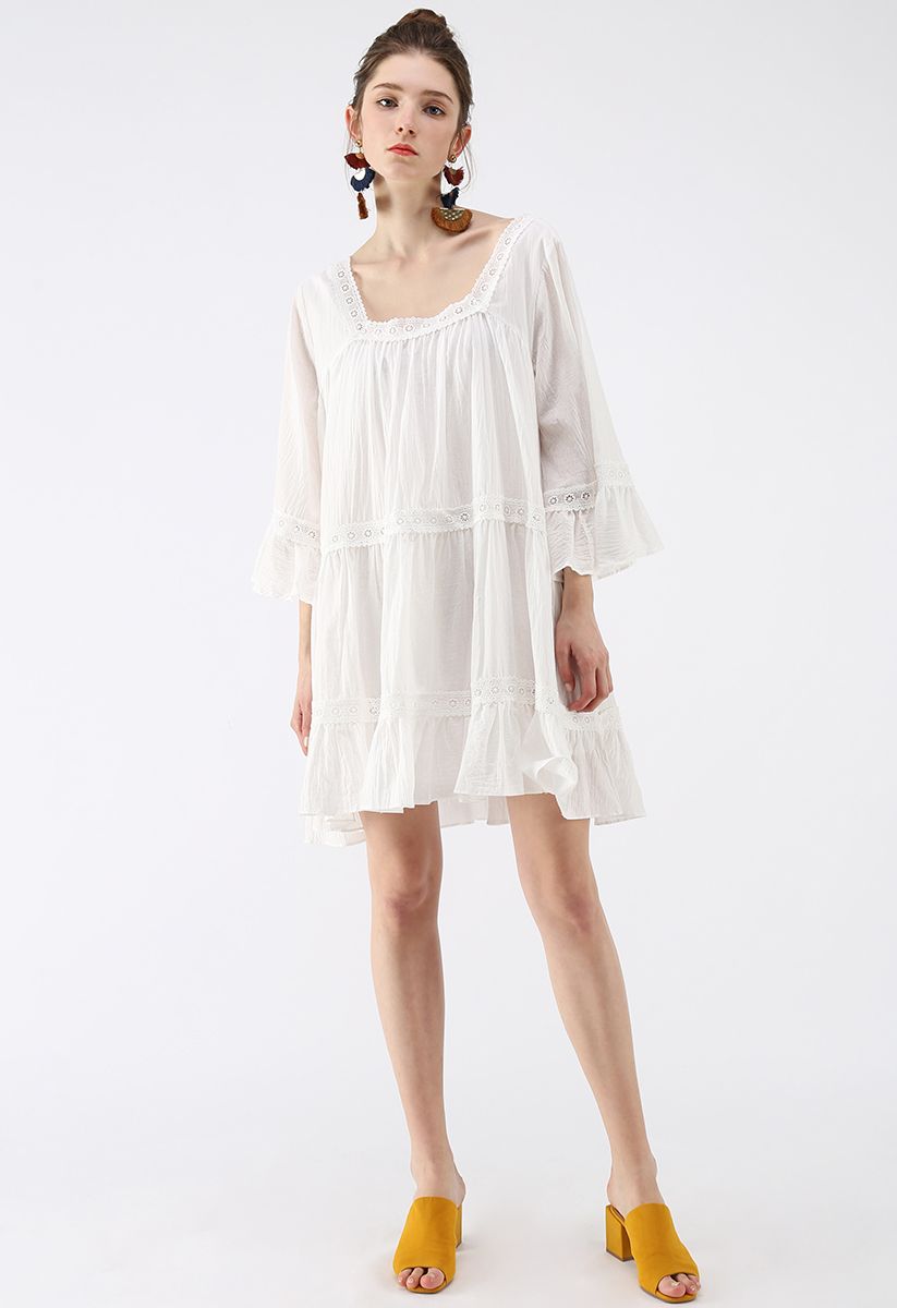Revel in Romance Dolly Dress in White - Retro, Indie and Unique Fashion