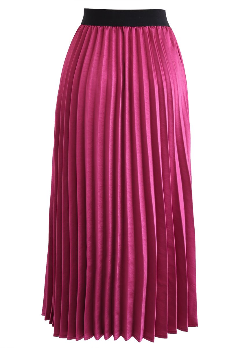 Silky Glam Pleated A-line Skirt in Violet - Retro, Indie and Unique Fashion