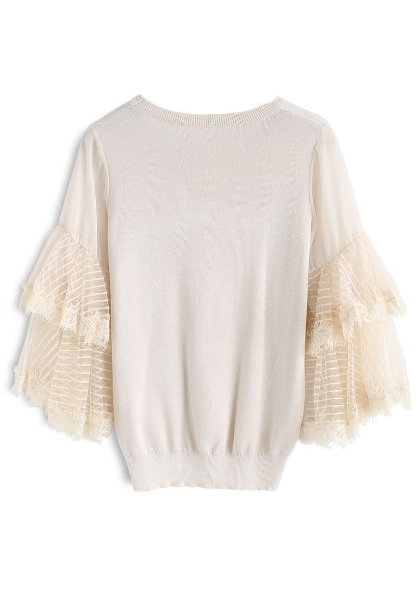 Unstoppable Cuteness Tiered Sleeves Knit Top in Cream - Retro, Indie ...