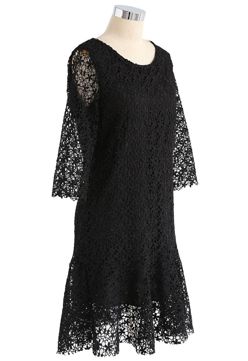 Flowering Glee Crochet Dress in Black - Retro, Indie and Unique Fashion